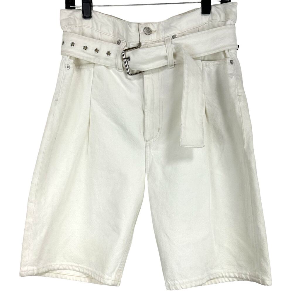 AGOLDE NWT Reworked 90's Short Cinched High Rise Shorts Size 25 White Belted